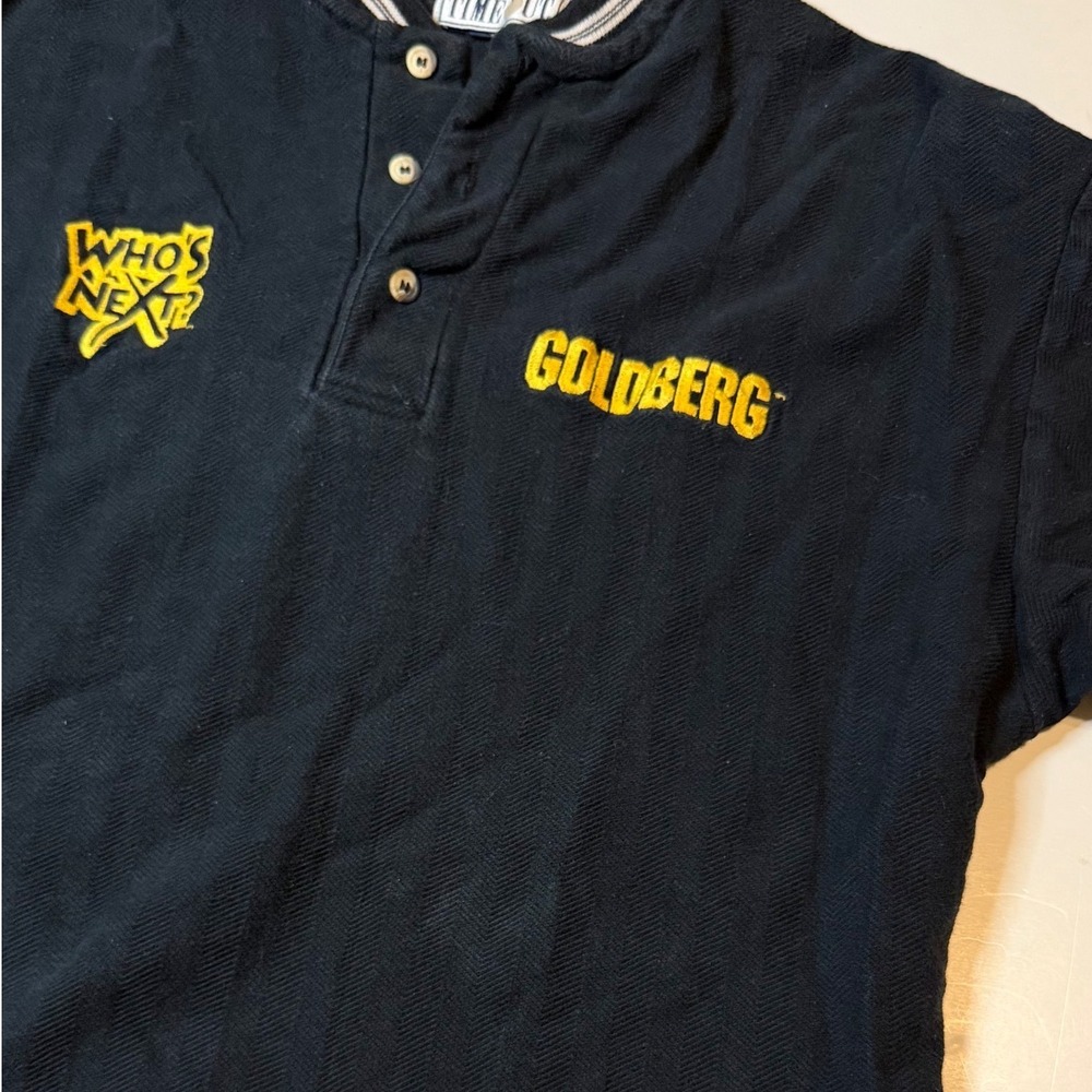 WCW Goldberg Who's Next Henley Shirt Mens Medium Black Vintage 90s Time Out Tee - Picture 5 of 7